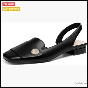 Chunky Low Heel Slingback D'Orsay Pumps Elegant Work Dress Shoes Slip On